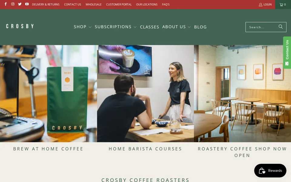 Crosby Coffee Shopify storefront featured in a We Are Chain case study