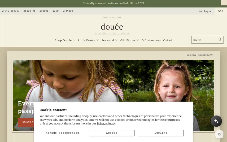 Douée Shopify storefront featured in a We Are Chain case study
