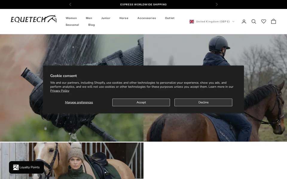 Equetech Shopify storefront featured in a We Are Chain case study