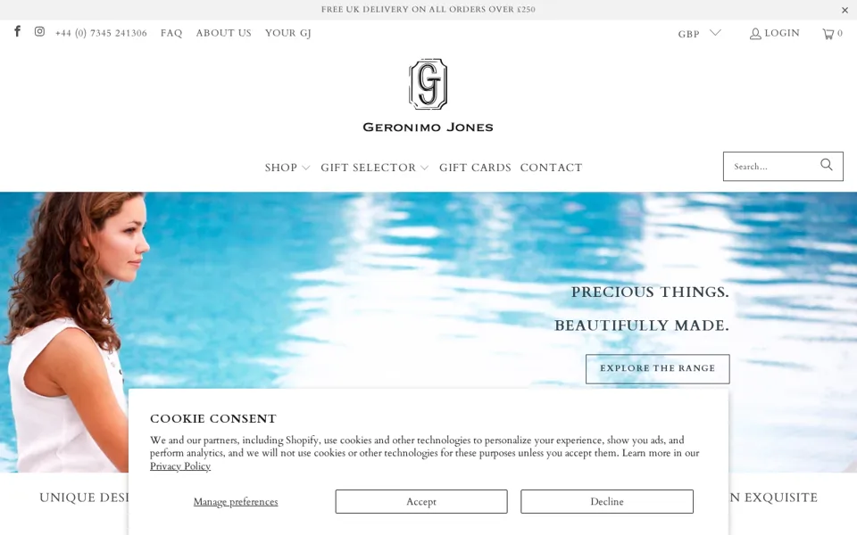 Geronimo Jones Shopify storefront featured in a We Are Chain case study