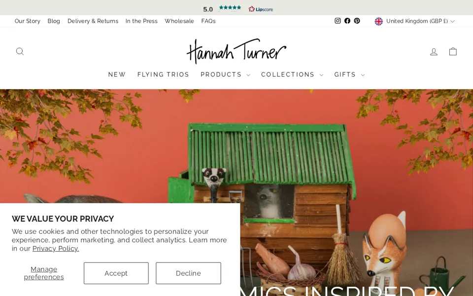 Hannah Turner Shopify storefront featured in a We Are Chain case study