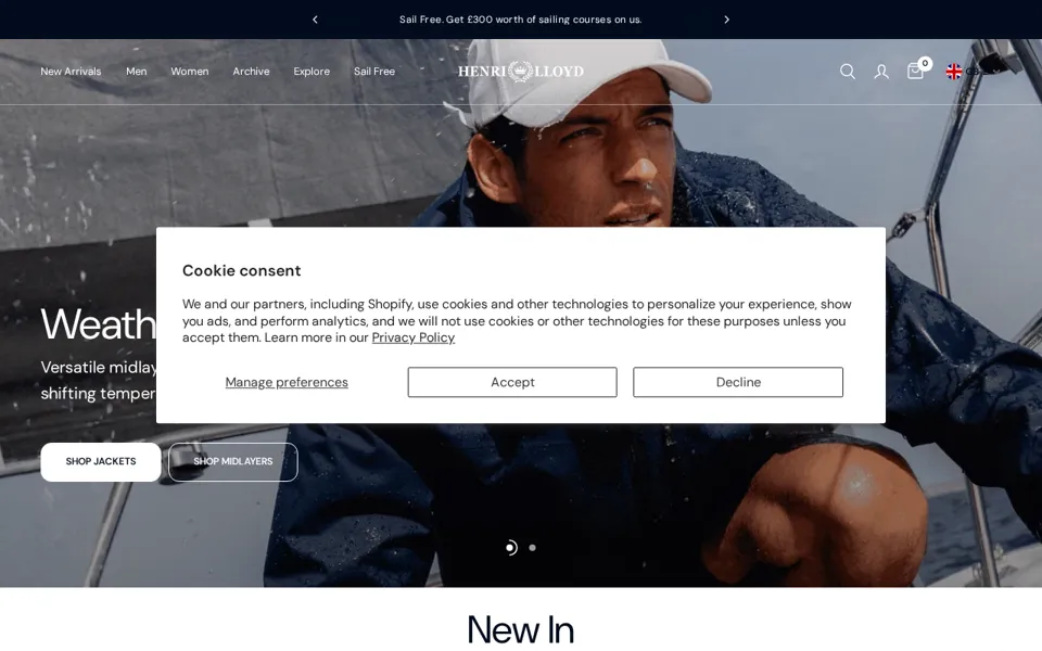Henri Lloyd Shopify storefront featured in a We Are Chain case study