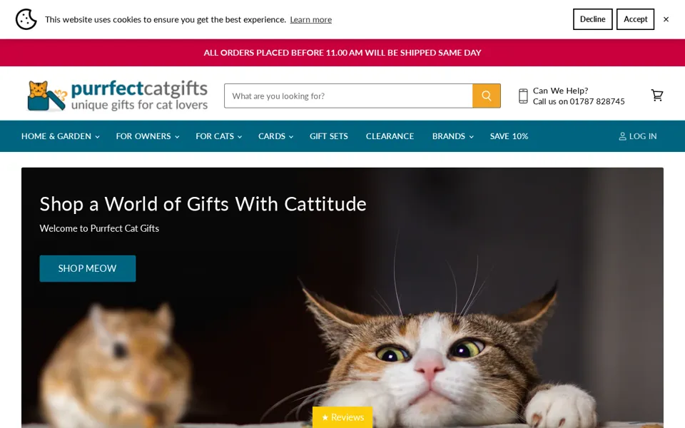 Purrfect Cat Gifts Shopify storefront featured in a We Are Chain case study