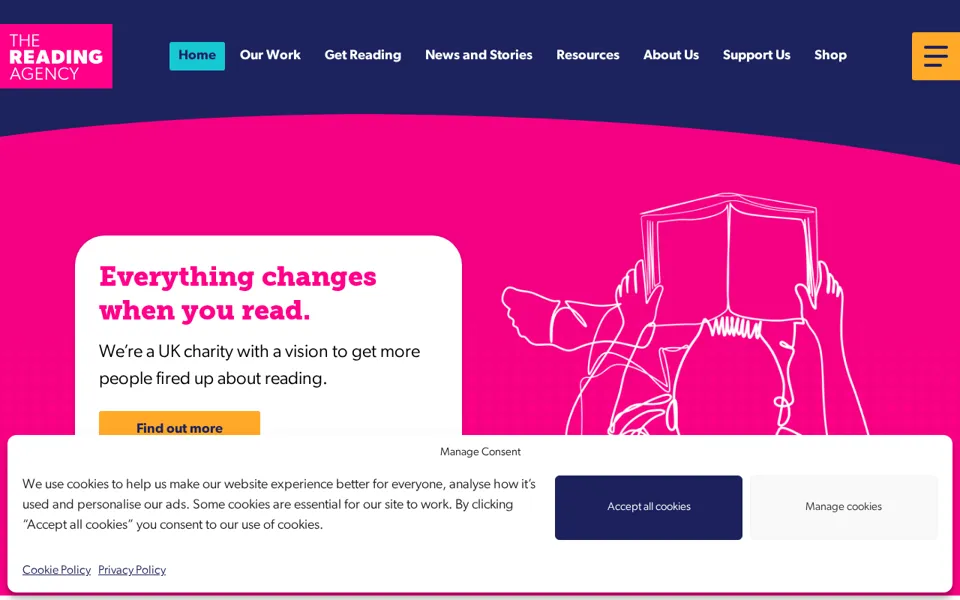 The Reading Agency Shopify storefront featured in a We Are Chain case study